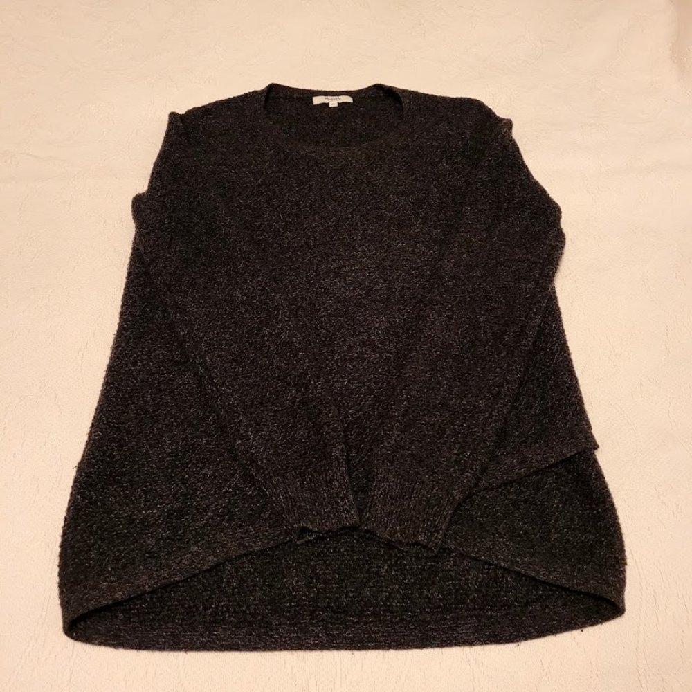 MADEWELL WOMENS BLACK FAUX WRAP SWEATER SIZE SMALL